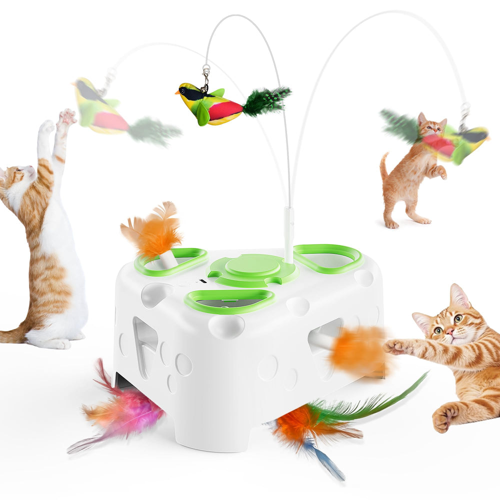 PANRIO cheese-base 3-in-1 toy engages indoor cats for solo or interactive play