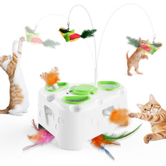 PANRIO cheese-base 3-in-1 toy engages indoor cats for solo or interactive play