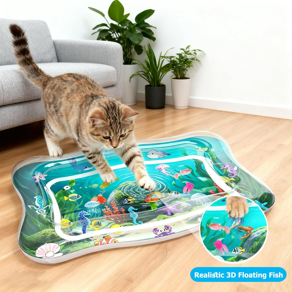 Included items for PANRIO water mat: mat, fish figures, pump, sequins.