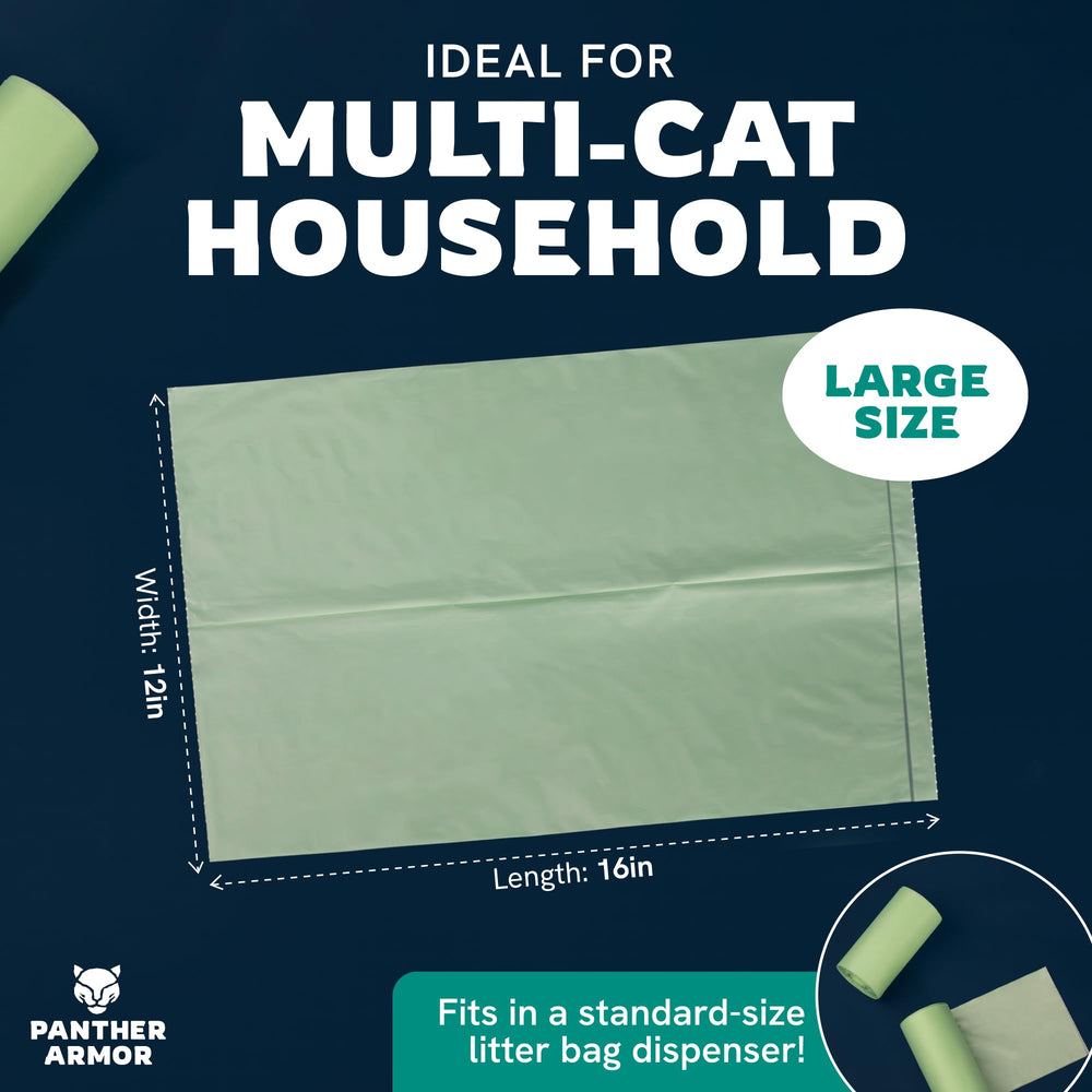 Panther Armor cat litter bags large 16x12in size fits hefty scoops and daily cleanup.