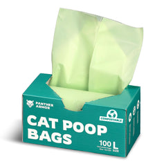 Panther Armor cat litter bags packaging box with 100-pack convenience for easy restocking.