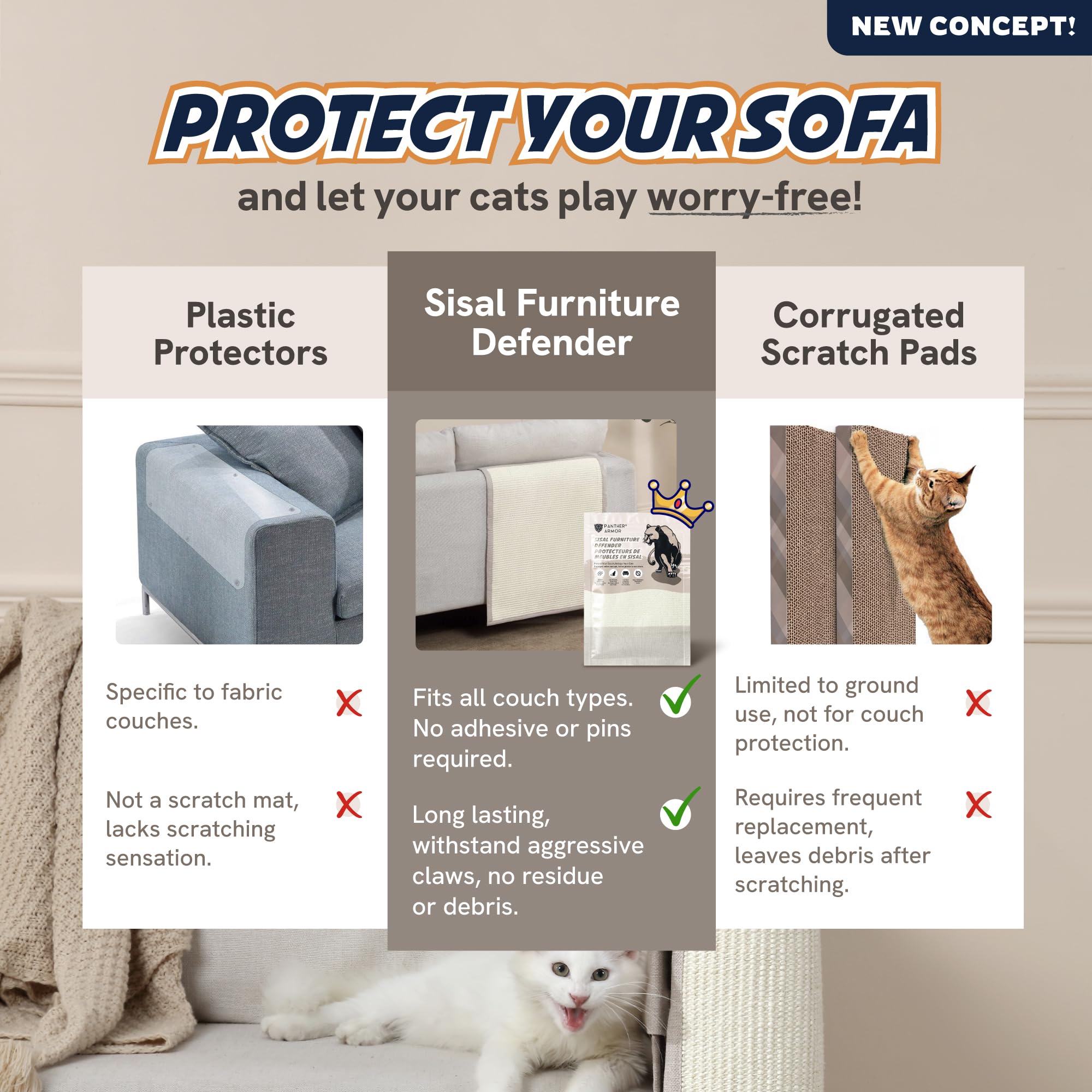 Panther Armor couch protector velcro strap setup shows quick installation