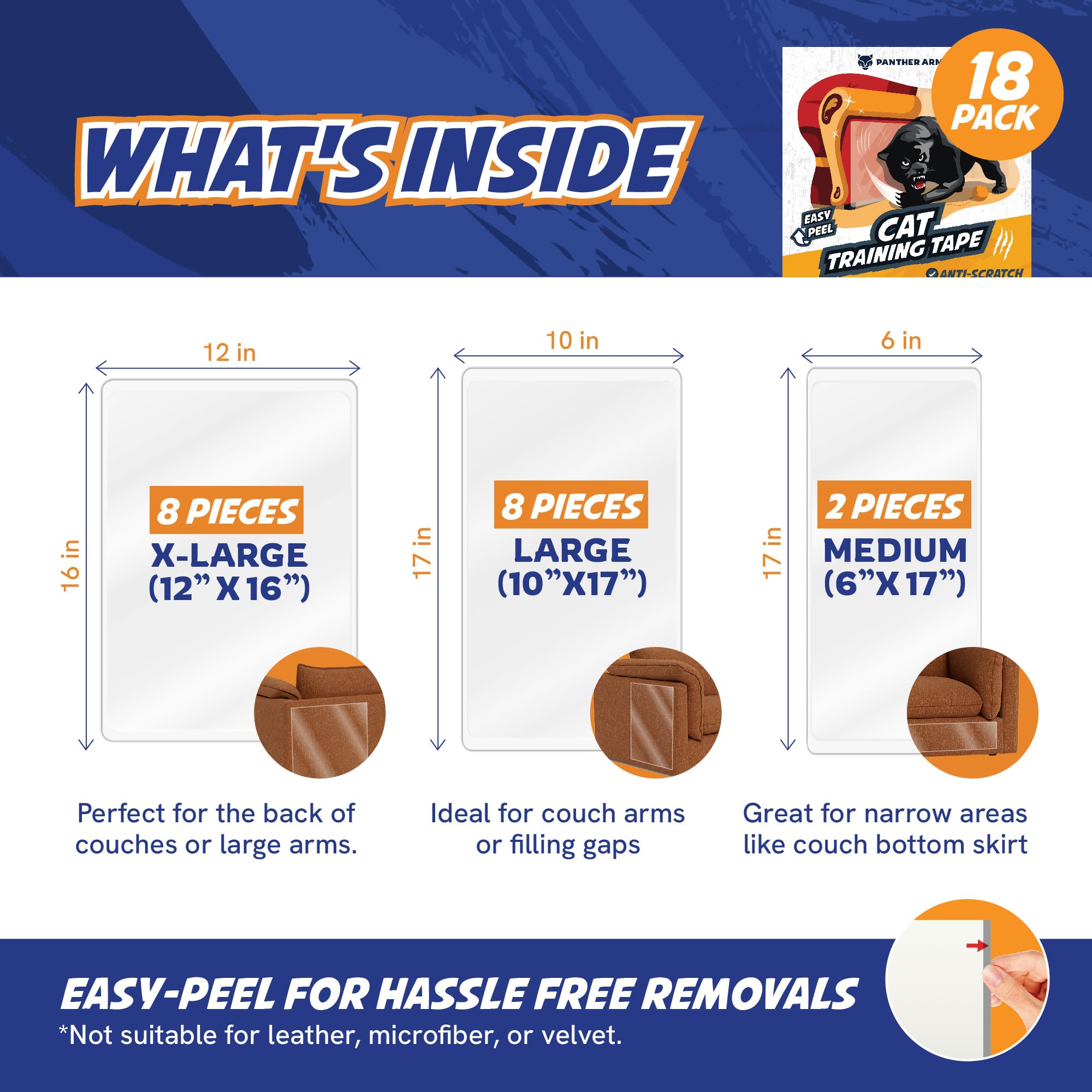 Panther Armor easy-apply peel tabs enable quick setup and removal.