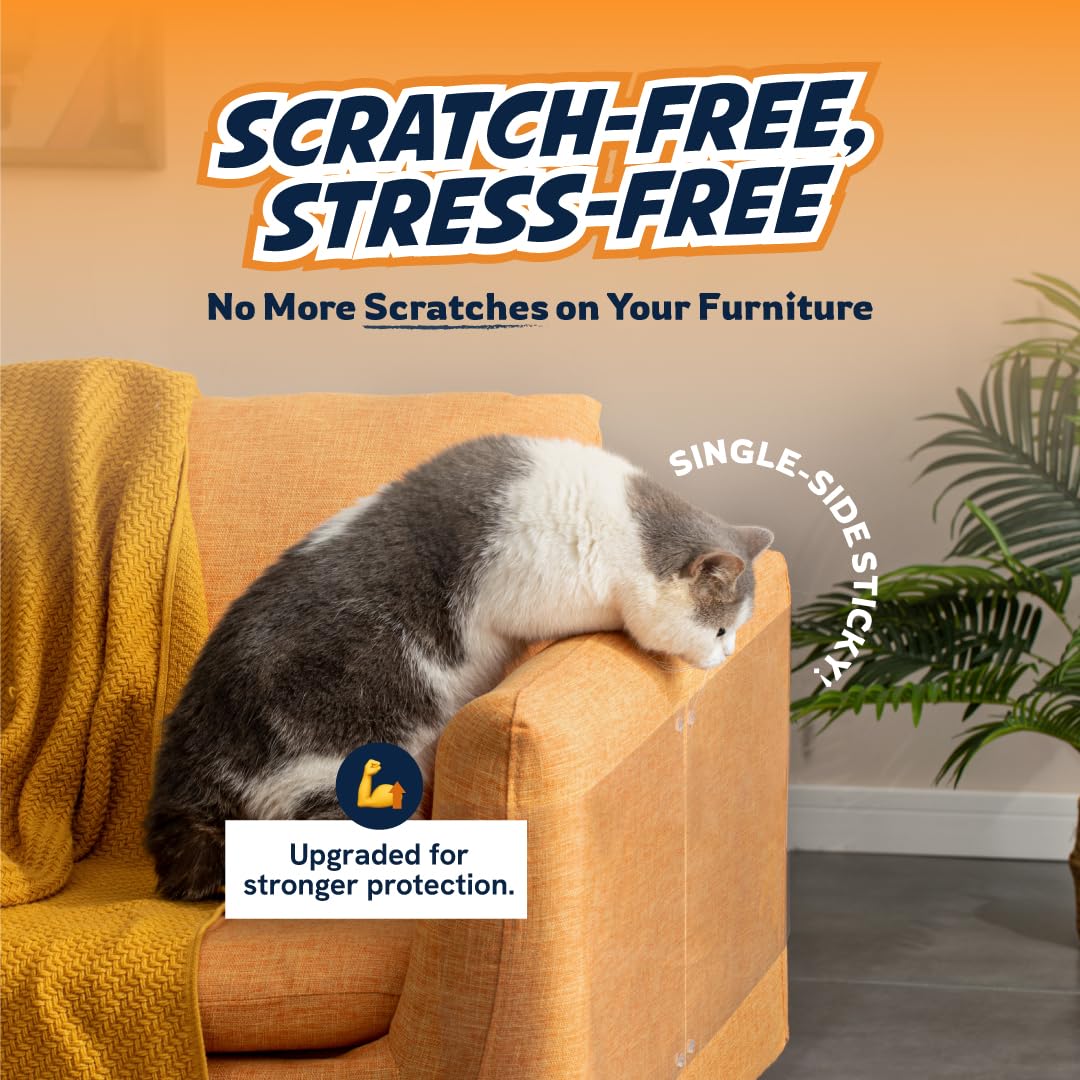Panther Armor clear adhesive sheets on sofa protect fabric without altering look.