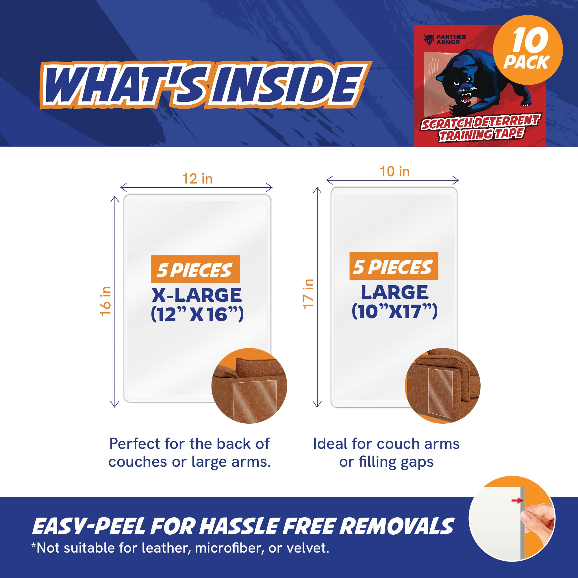 Panther Armor peel tabs enable easy application and clean removal after training.