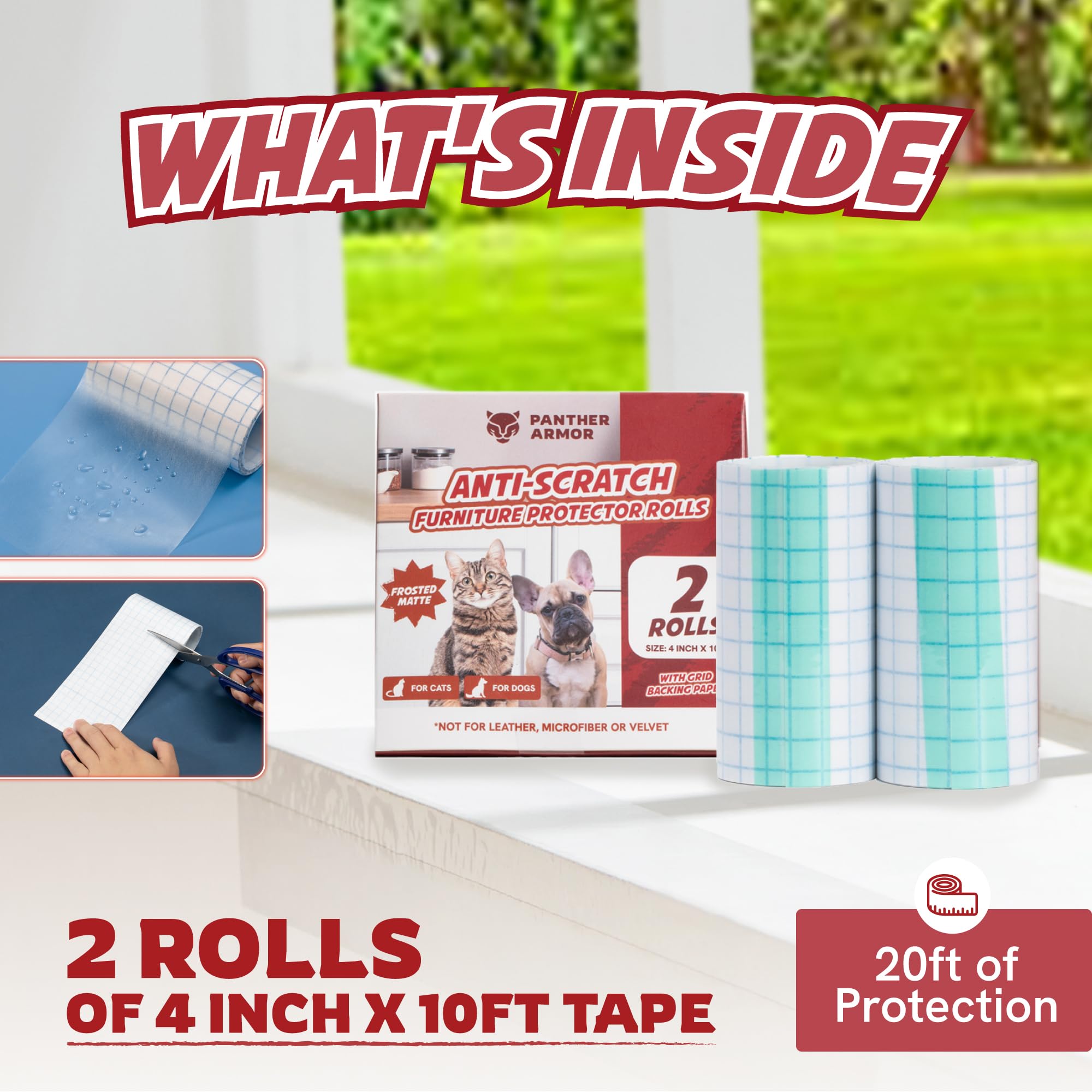 Panther Armor surface-compatible tape on wood and fabric furniture