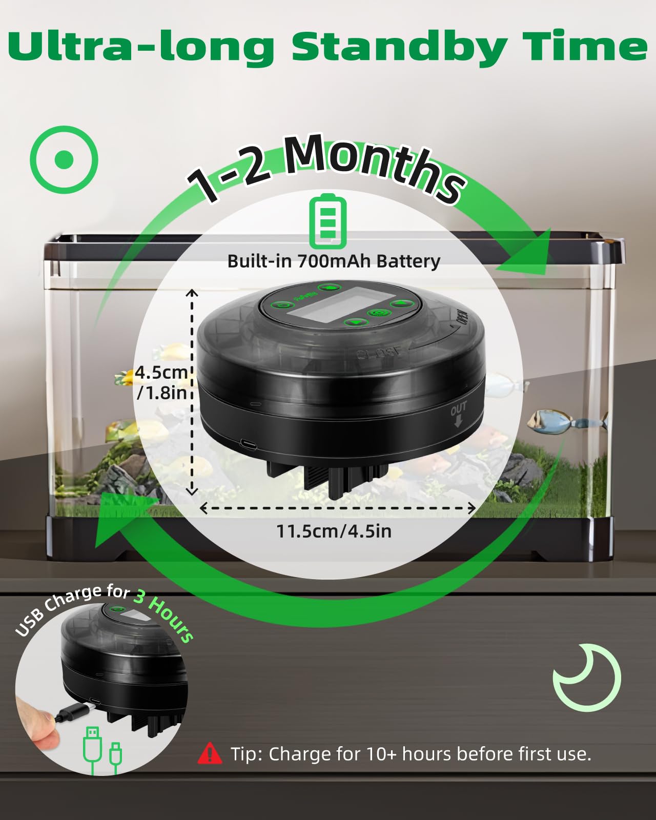 Papettly automatic fish feeder tank-mount options with clip or suction cup.