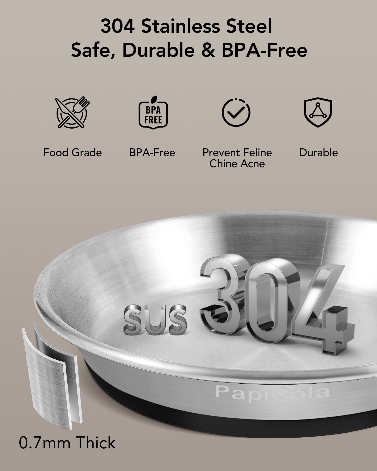PapiCola bowl with 15.2 fl oz capacity for wet food, water, or treats.