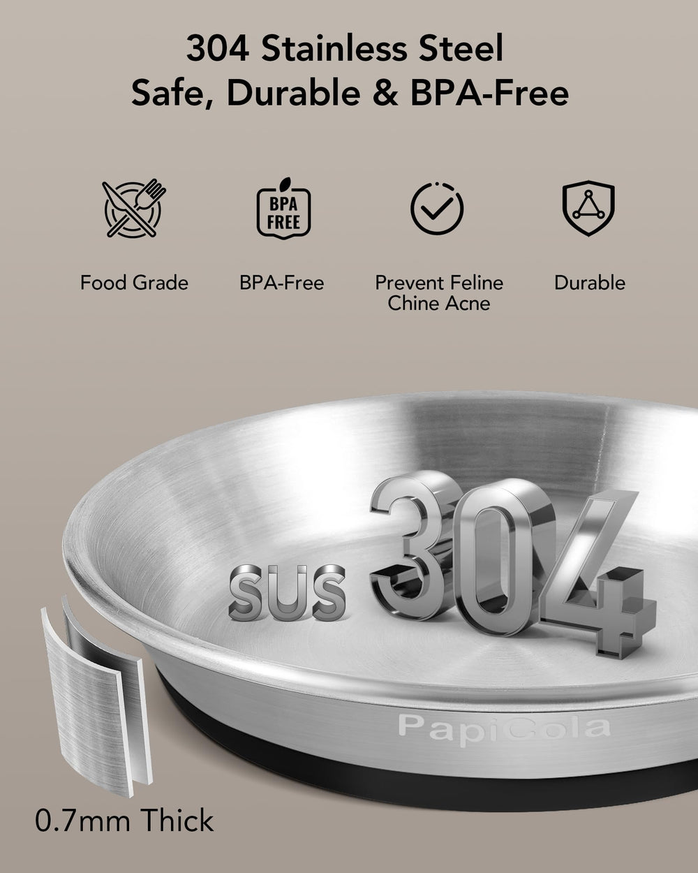 PapiCola bowl with 15.2 fl oz capacity for wet food, water, or treats.