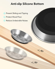 PapiCola stainless steel bowl with non-slip silicone base keeps bowls in place.