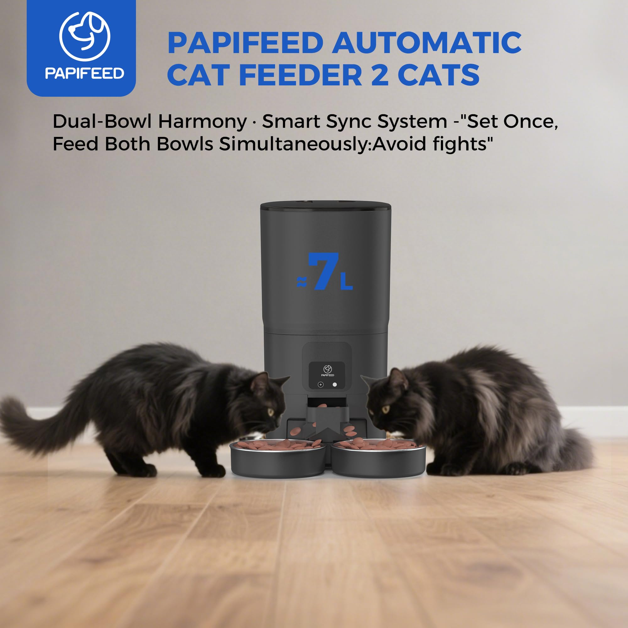 PAPIFEED app control display illustrating remote scheduling and monitoring