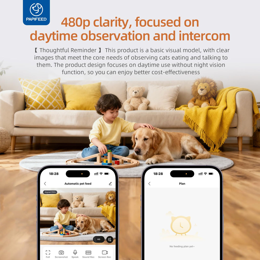 PAPIFEED app control interface for remote scheduling and feeding management.