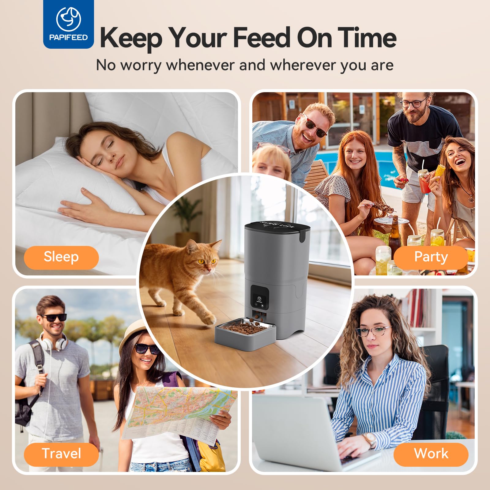 PAPIFEED app feeding schedule captures customizable meal plans and portions.