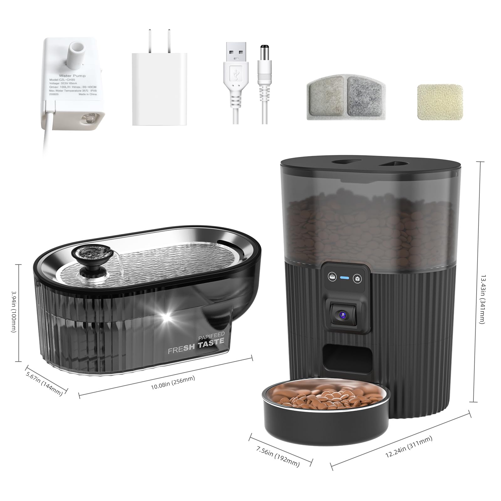 PAPIFEED daily feeding schedule graphics show customizable meal timing.