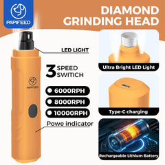 PAPIFEED dog nail grinder three speeds tailor trimming for small to large dogs.