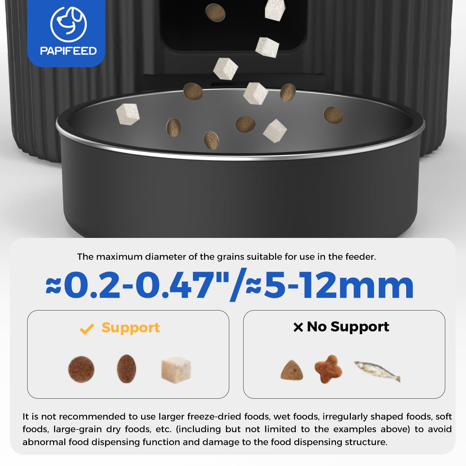 PAPIFEED 360-degree food trough view for easy monitoring of portions