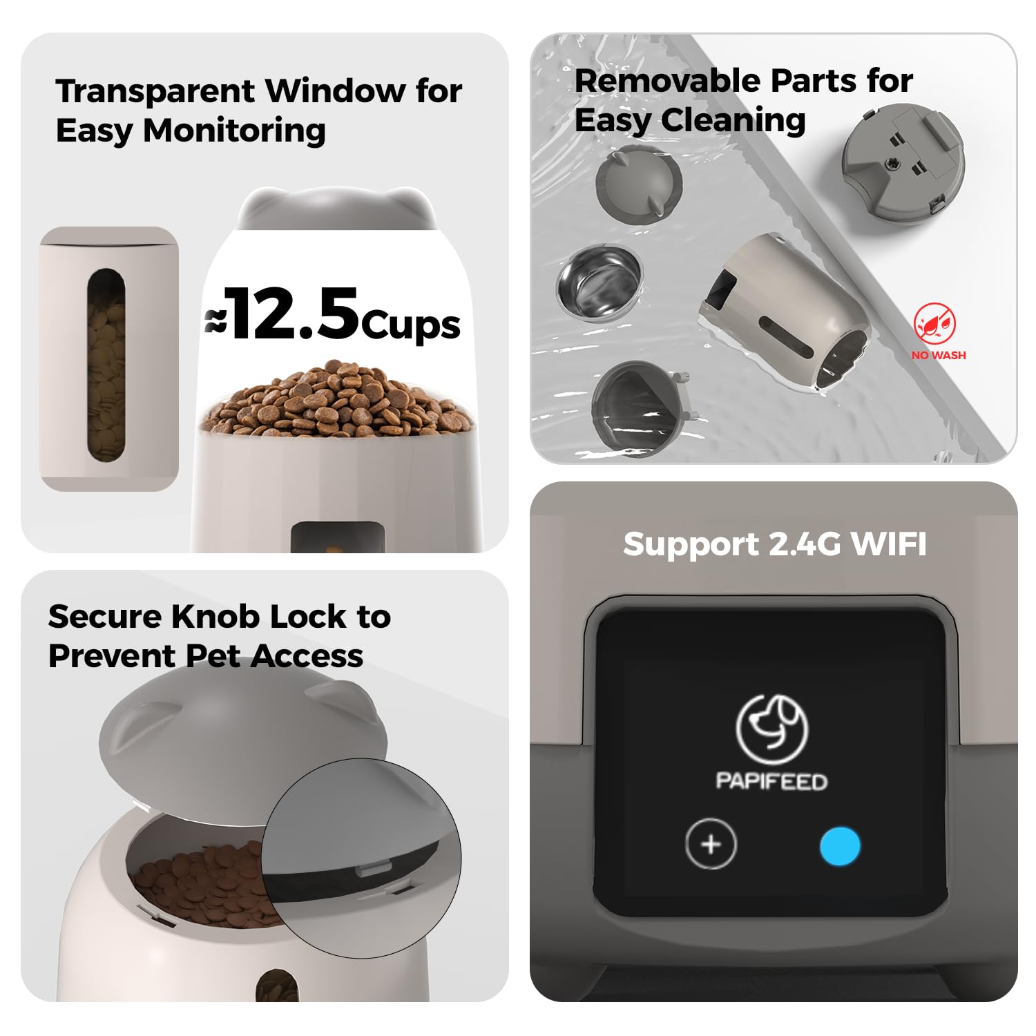 PAPIFEED knob-type bin cover prevents pets from stealing food