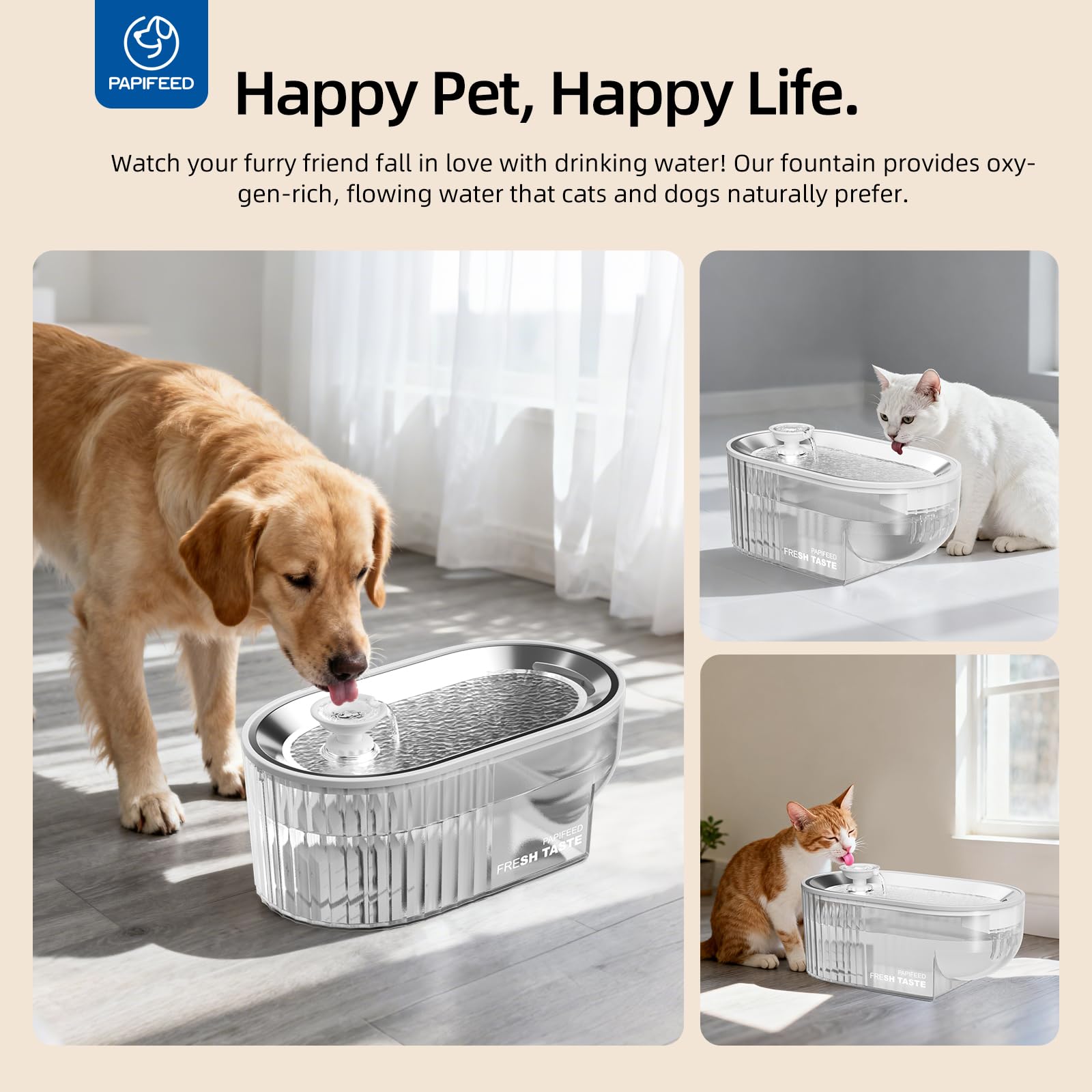 PAPIFEED LED ambient light provides gentle night cue and visibility.