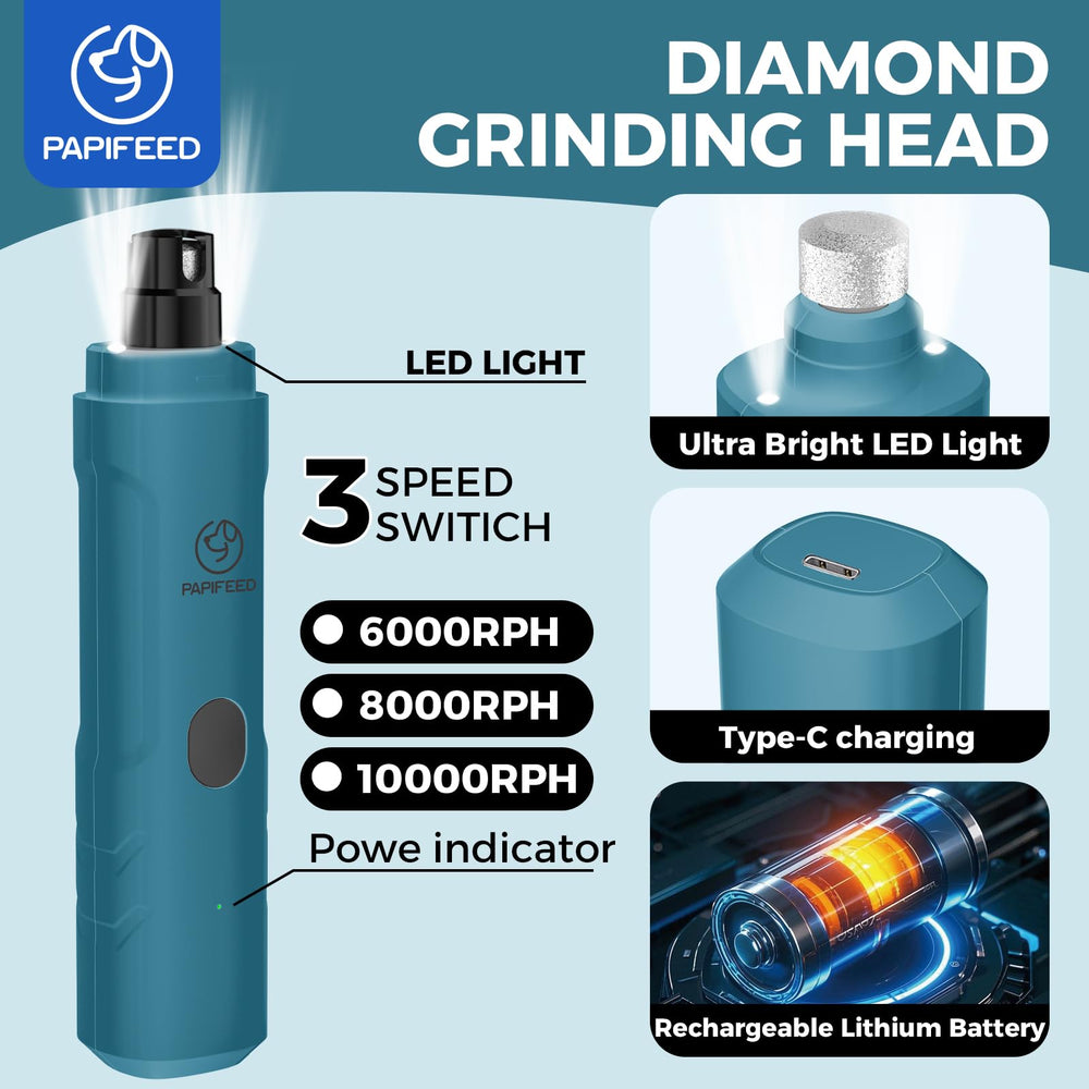 PAPIFEED nail grinder dual LED lights for safe trimming