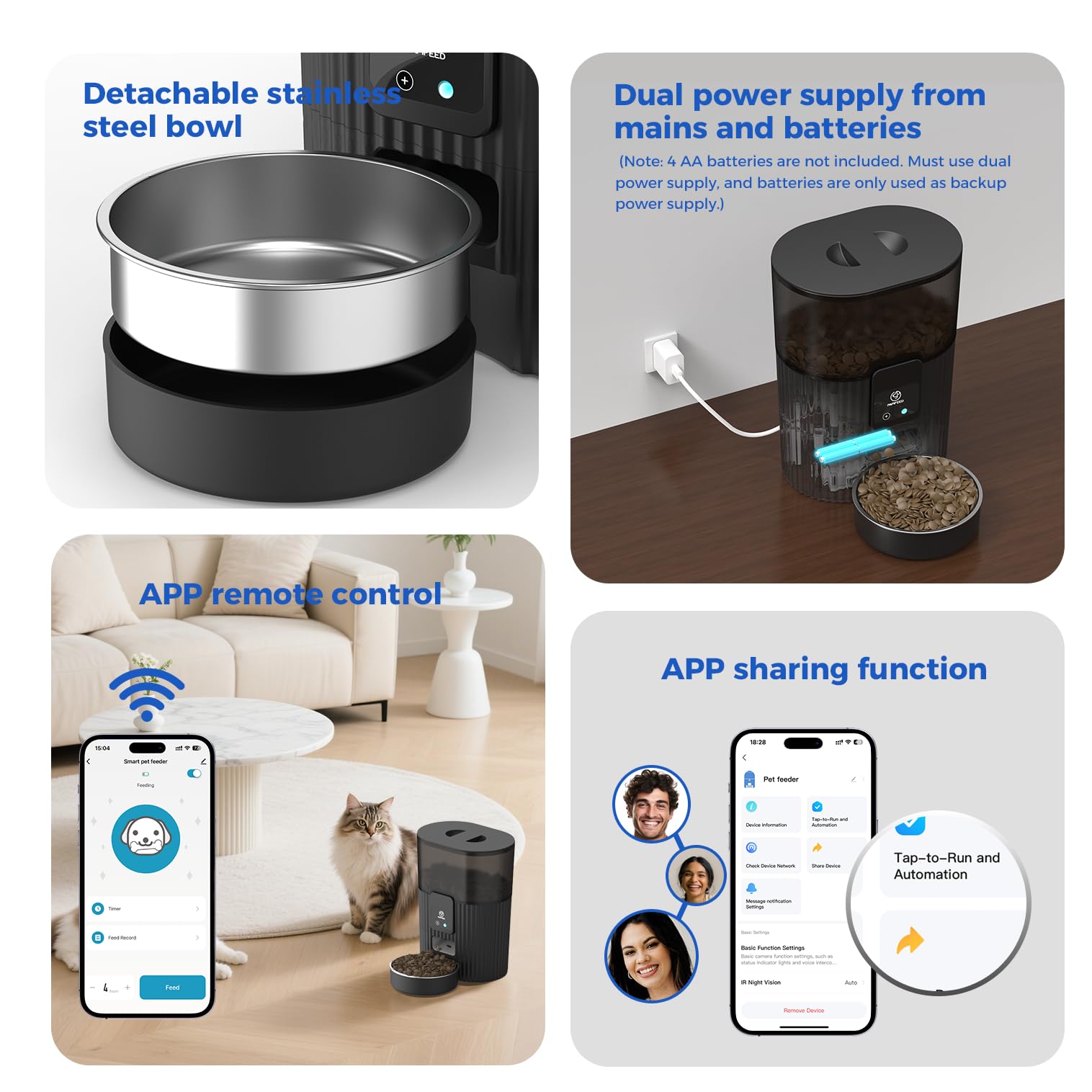 PAPIFEED feeder demonstrates portion control with 1–6 servings per meal