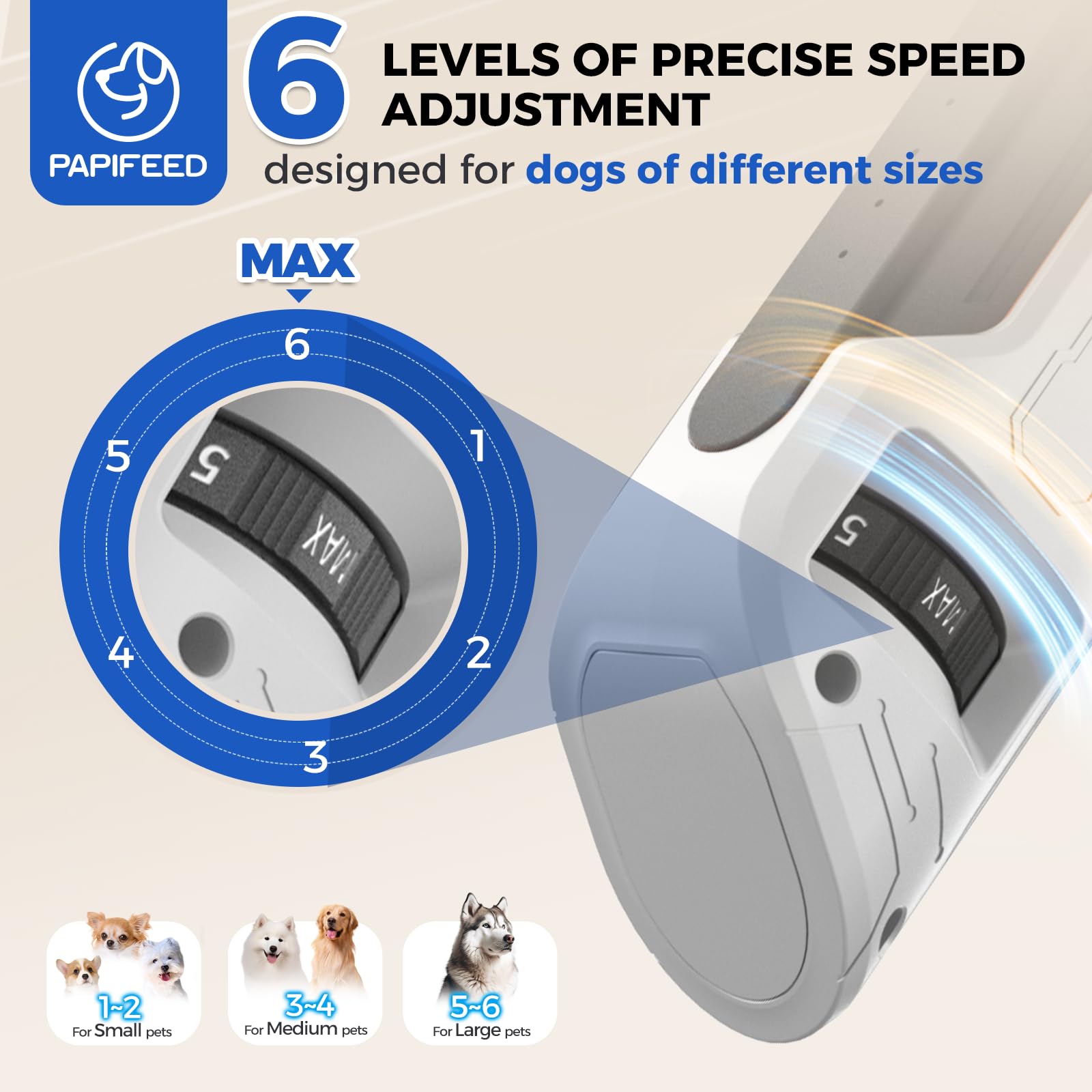 PAPIFEED quiet dog nail grinder motor reduces stress during grooming sessions.