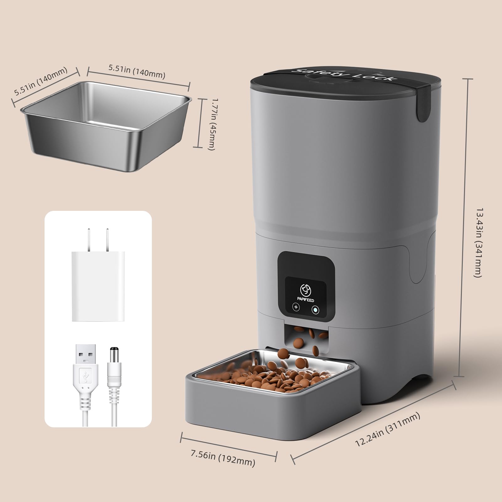 PAPIFEED removable tank and bowl emphasizes thorough cleaning and quick maintenance.