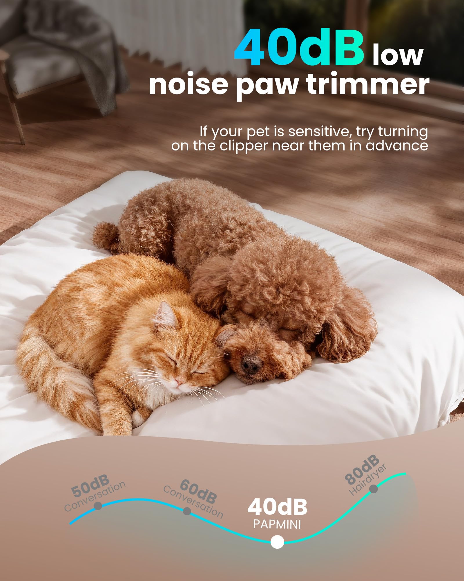 PAPMINI Dog Paw Trimmer LED light in use for safe trimming