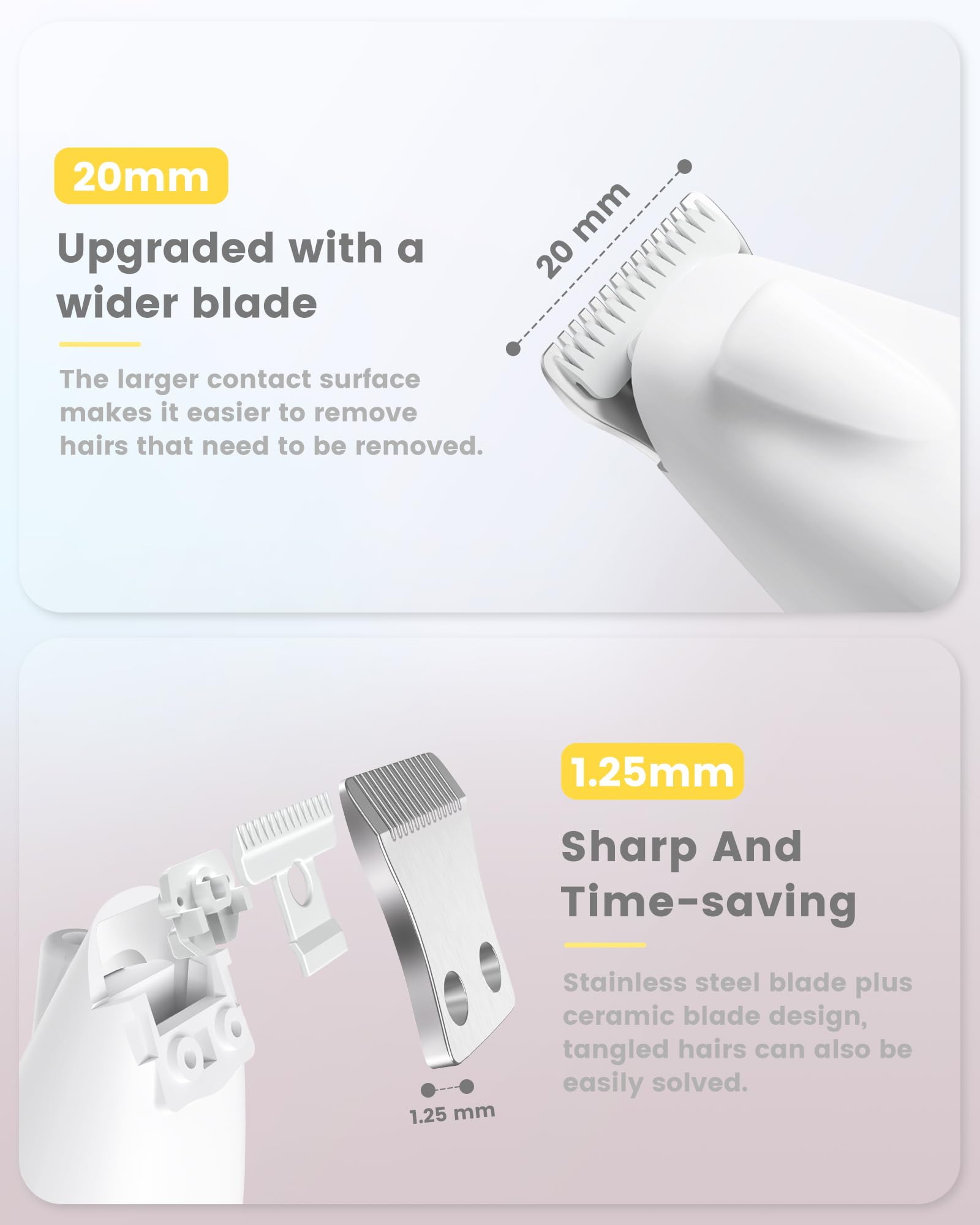 PAPMINI Type-C rechargeable battery powers two hours of grooming.