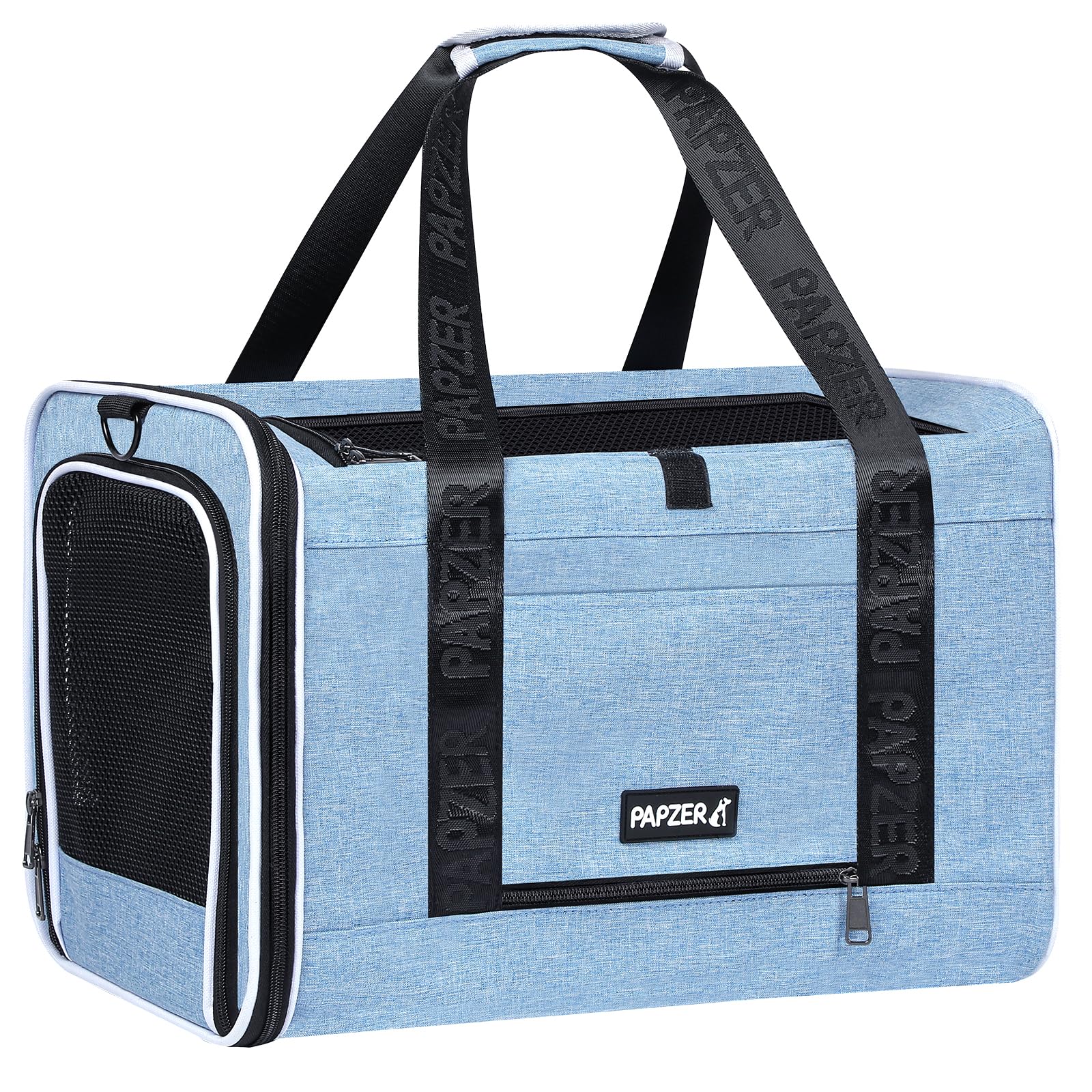 Papzer under-seat airline-approved design fits Delta United American cabin spaces.