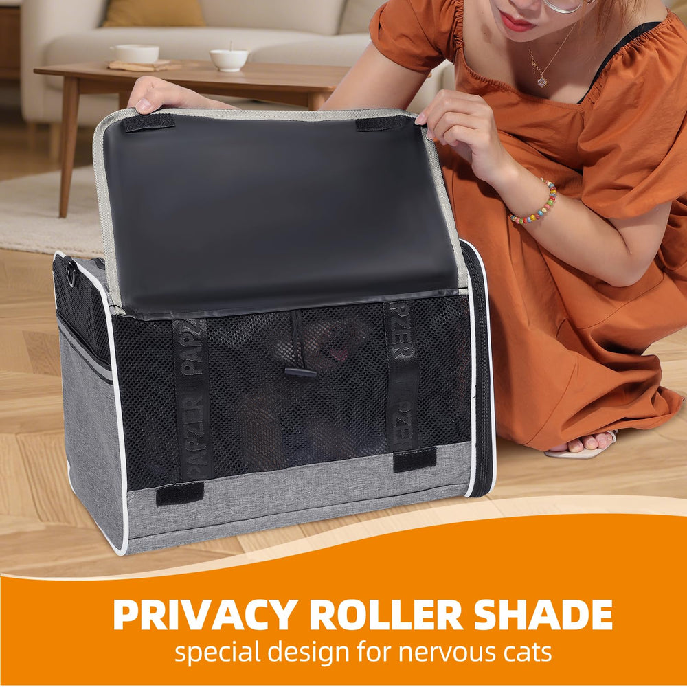 PAPZER cat carrier durable 600D Oxford fabric withstands pet scratching.