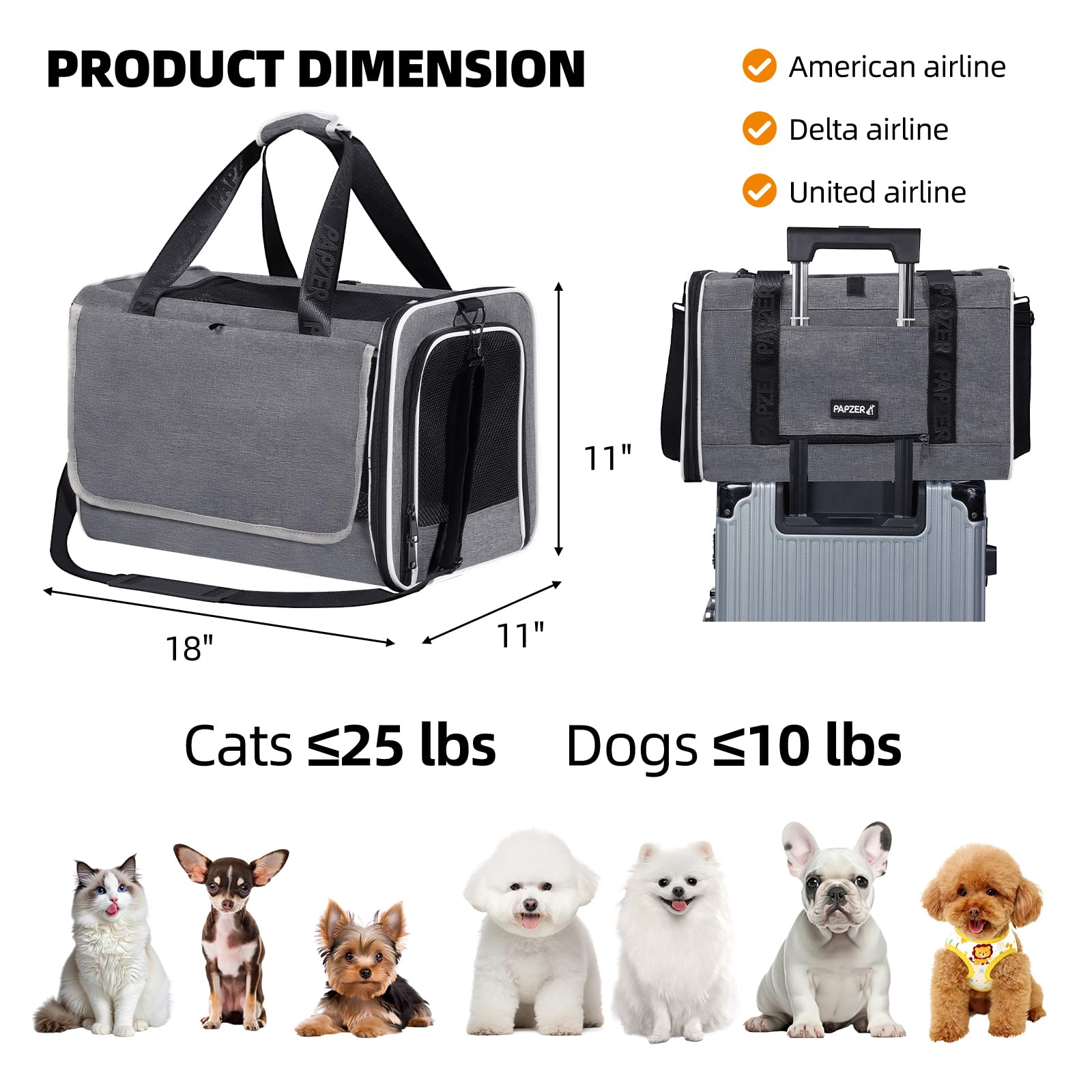PAPZER cat carrier privacy curtain rolled for calmer, secure travel.