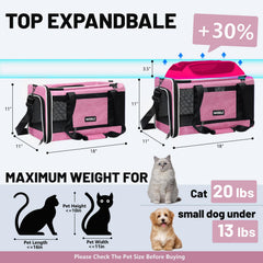 PAPZER extended-height top cat carrier shows extra headroom for pets.