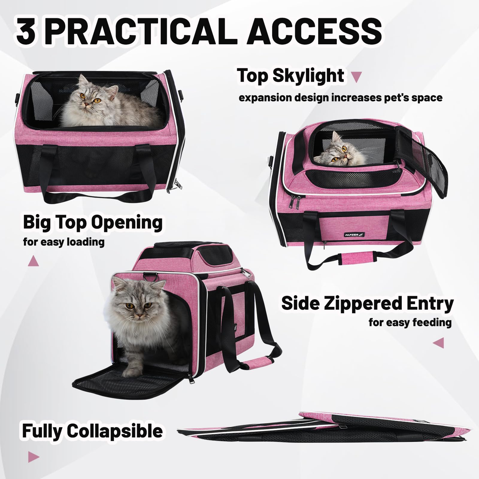 PAPZER inner tether and reflective strap improve safety during travel.