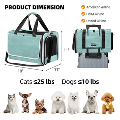 PAPZER private curtain carrier with privacy shade in teal helps calm pets