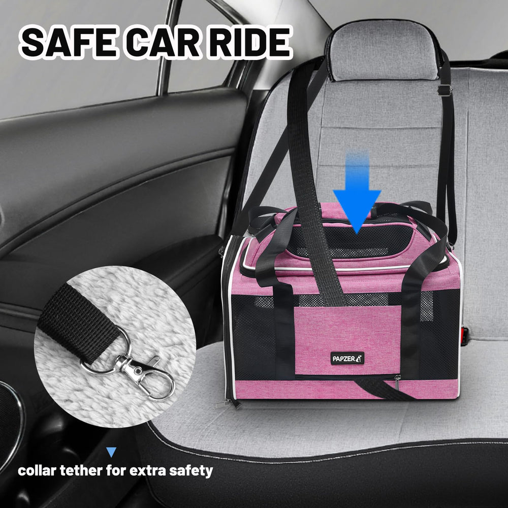 PAPZER side pocket and luggage strap simplify storage and travel security.
