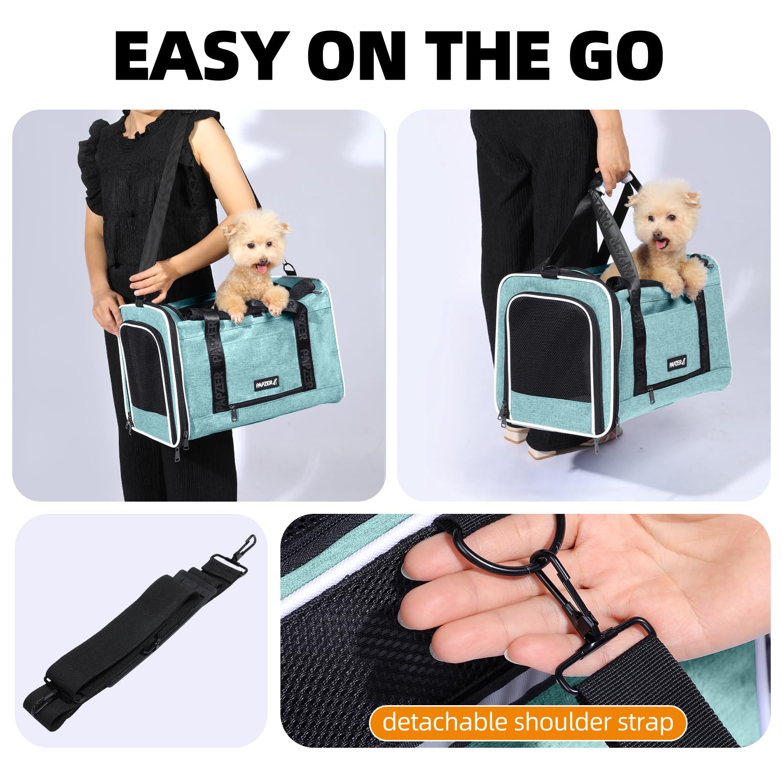 PAPZER storage pocket for treats or leashes keeps essentials handy