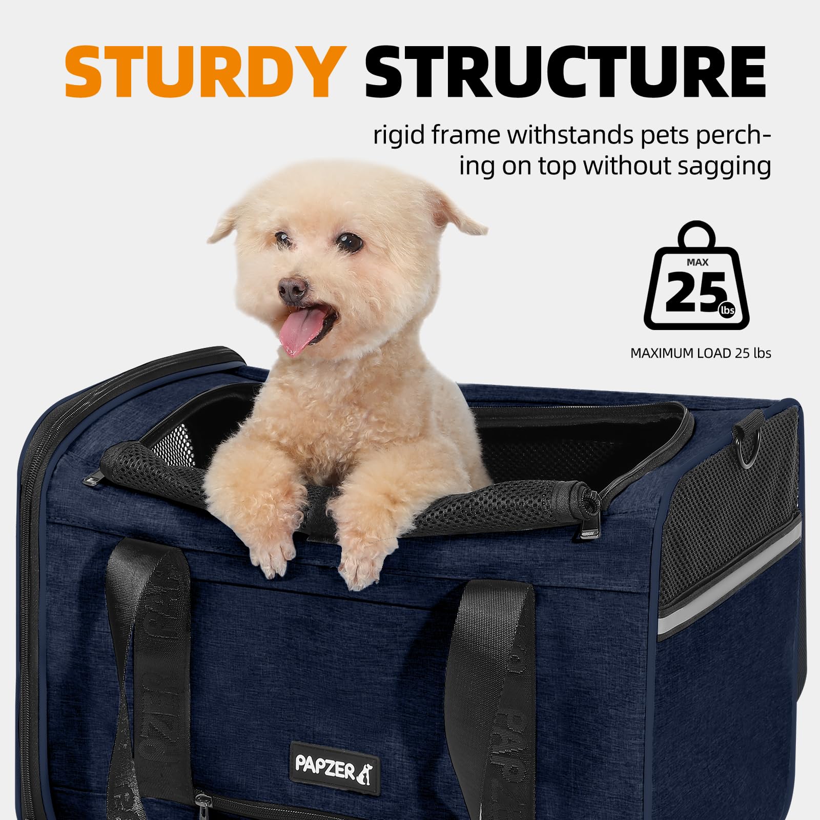 PAPZER Top Load Carrier 2-in-1 travel system supports car-seat belts and luggage handles.