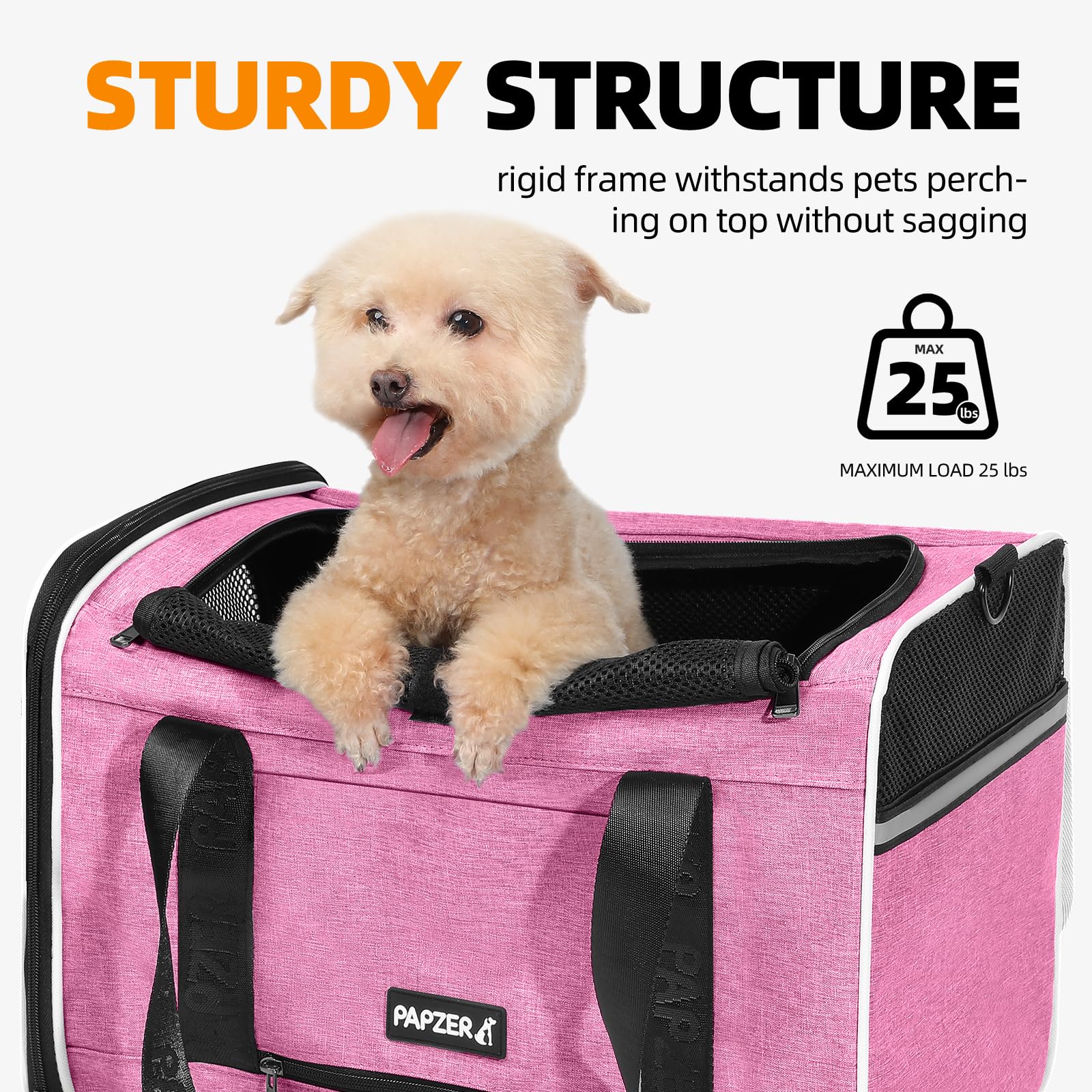 PAPZER escape-proof zipper keeps pet secure during busy terminal moments