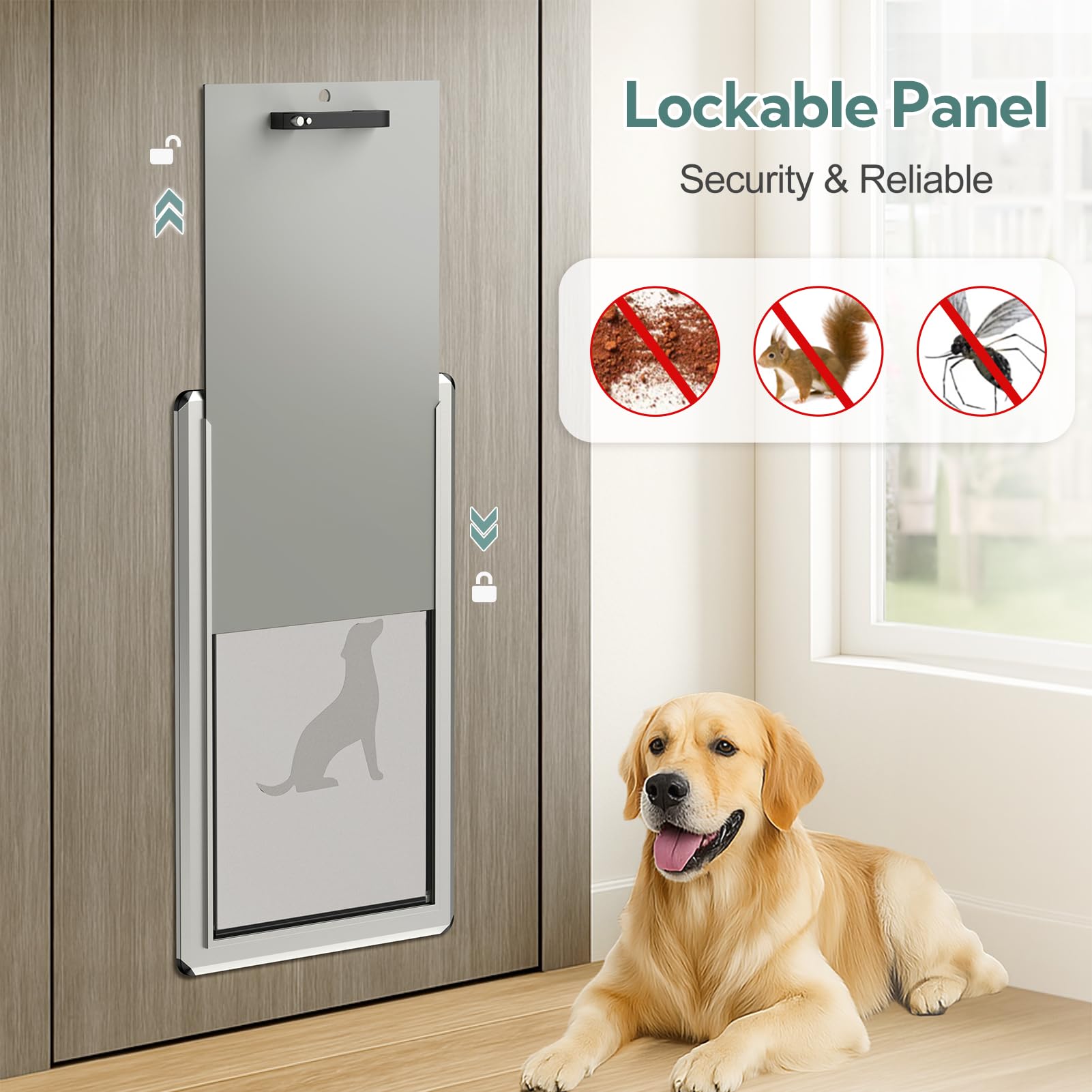 Parab House giant dog door illustration shows reinforced frame for large breeds.