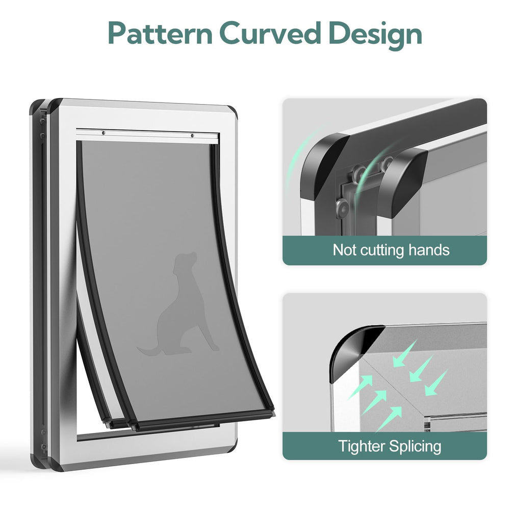 Parab House large dog door fits various door thicknesses for easy installation.