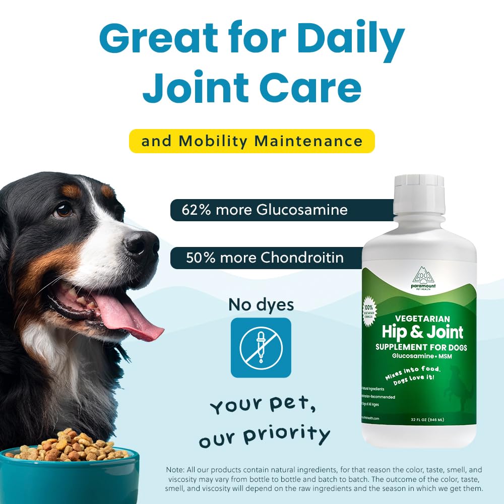 Paramount Pet Health glucosamine mixed with wet or dry food for daily mobility.