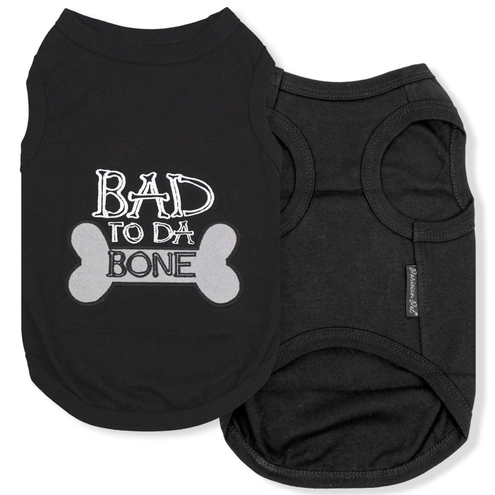 Parisian Pet Bad to Da Bone T-Shirt front embroidery for stylish everyday comfort.