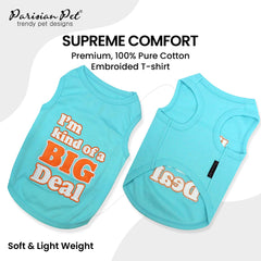 Parisian Pet blue sleeveless dog shirt perfect for warm days and comfort