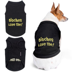 Parisian Pet dog t-shirt with embroidered B*tches Love Me for bold park looks