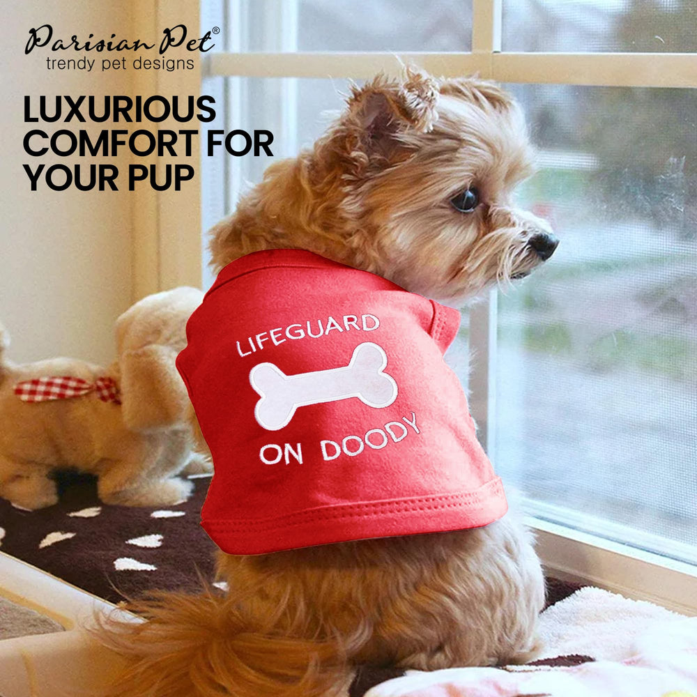 Parisian Pet dog tshirt embroidered bone detail highlights stylish playful look