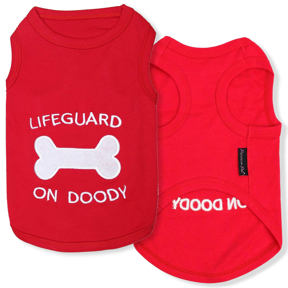Parisian Pet dog tshirt embroidered lifeguard on doody adds playful charm on walks