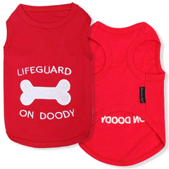 Parisian Pet dog tshirt embroidered lifeguard on doody adds playful charm on walks