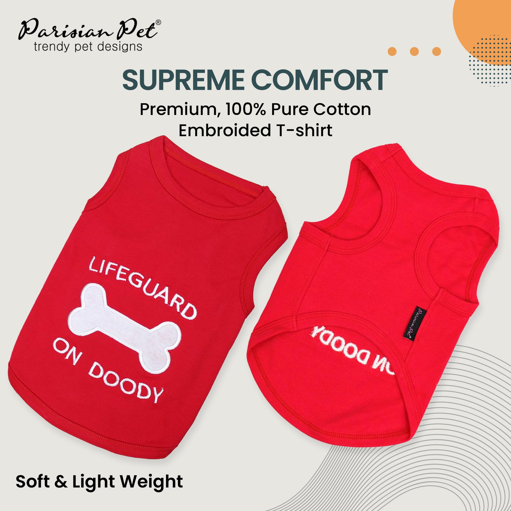 Parisian Pet dog tshirt pure cotton lightweight fabric keeps dogs cool