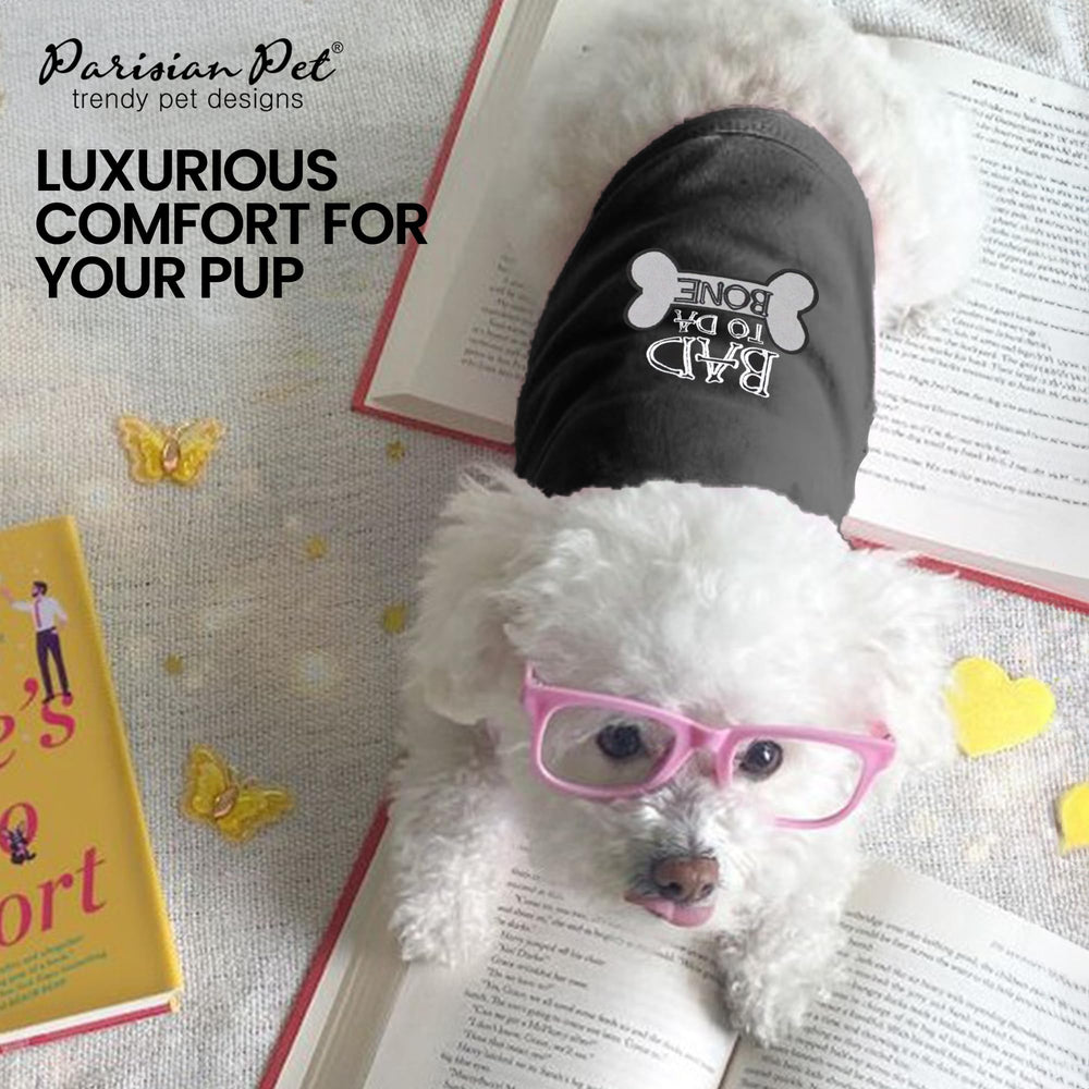 Parisian Pet dog T-Shirt care guide shows machine-washable convenience.