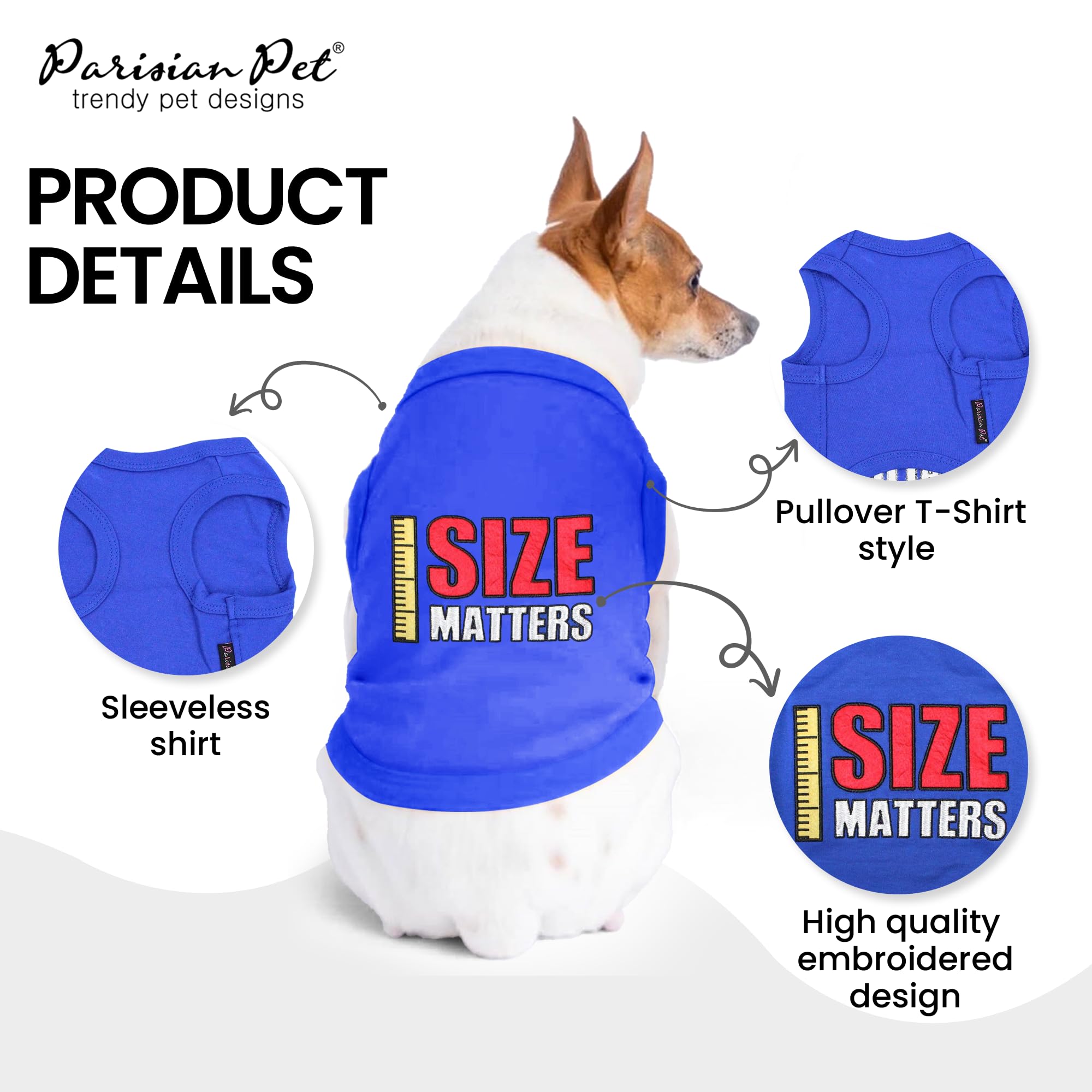 Parisian Pet durable stitching detail highlights long-lasting dog shirt construction.